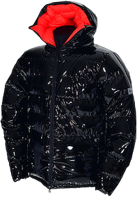 down jacket - Cryo Jacket - L - 400 g - L1-black ultra shiny/5-red silk - Cryo-Hood with 1 chamber