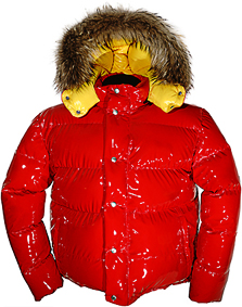 down jacket - Vinland Hoody - XL - 1400 g - L2-red ultra shiny/41-quitte shiny - Outdoor-Hood with finnraccoon