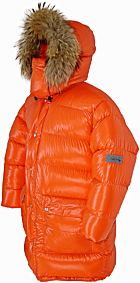 Daunenparka - Vinland Parka - L - Arctic Hood mit Pelz Finnraccoon - 800 g - F4-orange shiny/F4-orange shiny - extra long