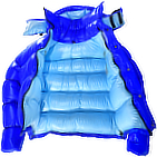 down jacket- Vinland Hoody - XL -1800 g - 36-steel blue shiny/31-ice blue shiny - Arcitc-Hood - 20 cm high collar 