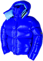 down jacket- Vinland Hoody - XL -1800 g - 36-steel blue shiny/31-ice blue shiny - Arcitc-Hood - 20 cm high collar 