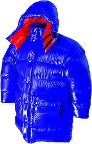 Daunenparka - Vinland Parka - L - Arctic Hood - 1000 g - 36-steel blue shiny/5-red shiny - extra long